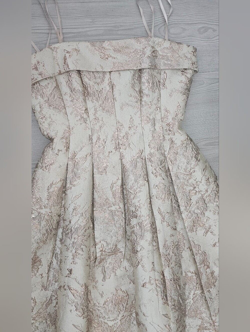 Xscape Strapless Gold and Cream Brocade Gown - Picture 6 of 12